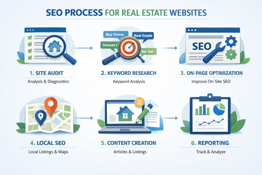 real estate SEO process Pakistan from audit to lead generation