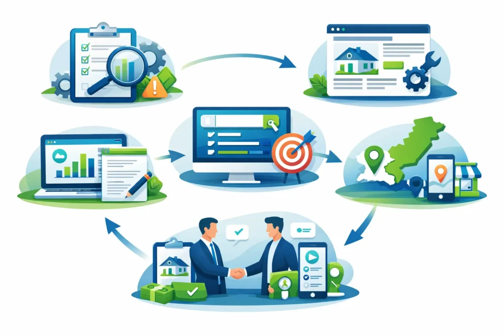 real estate SEO process Pakistan from audit to lead generation