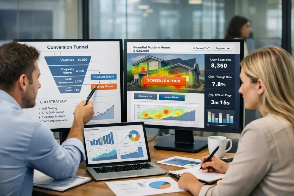 Conversion rate optimization for real estate landing pages and websites