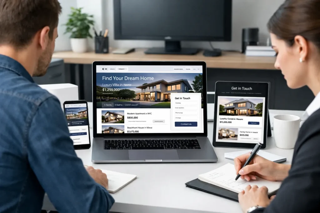 Real estate website and landing page design optimized for lead generation
