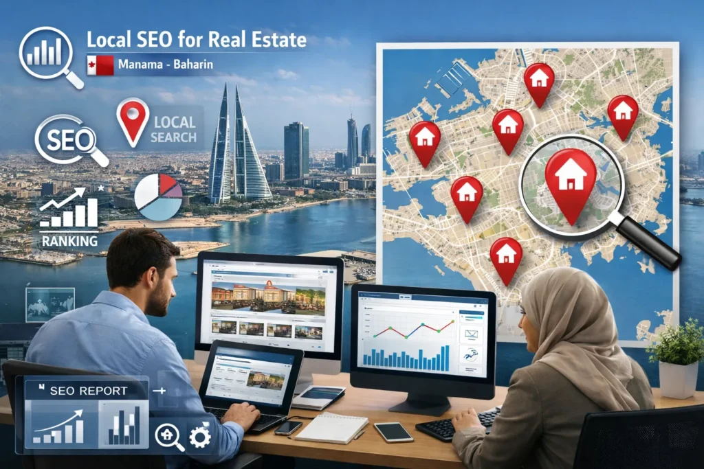 City-focused SEO services for real estate businesses in Bahrain