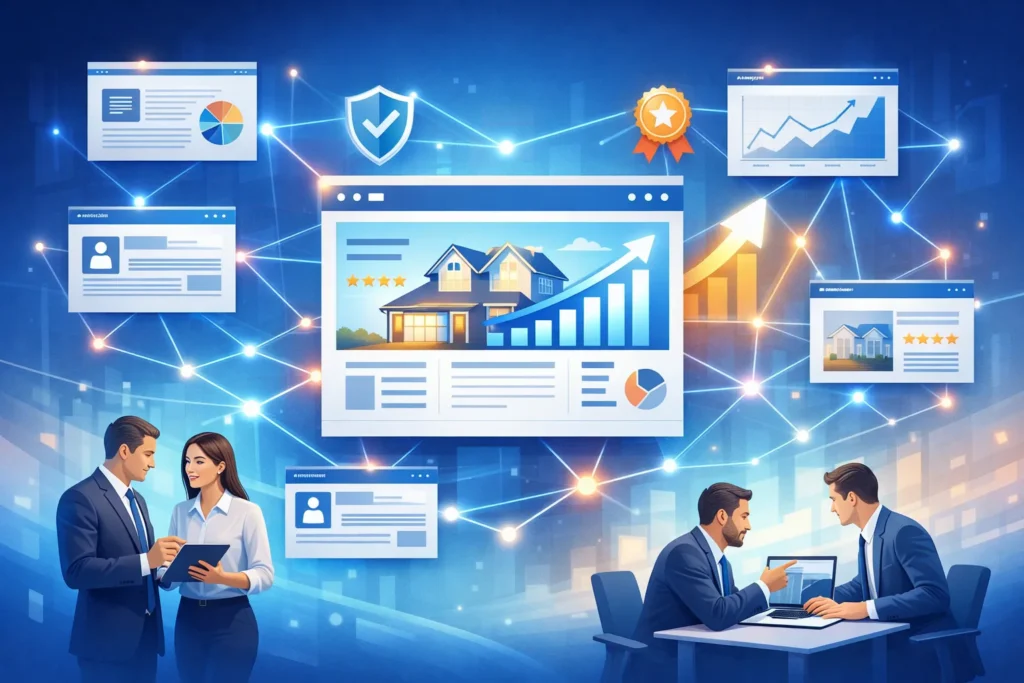 Network of websites linking to real estate site