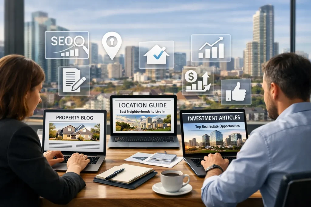 Real estate content marketing with blogs, guides, and SEO articles