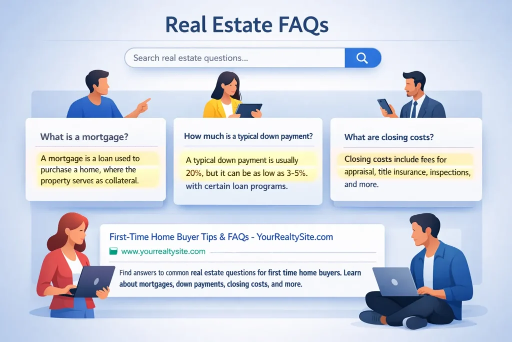 Website with Q&A, featured snippet highlights