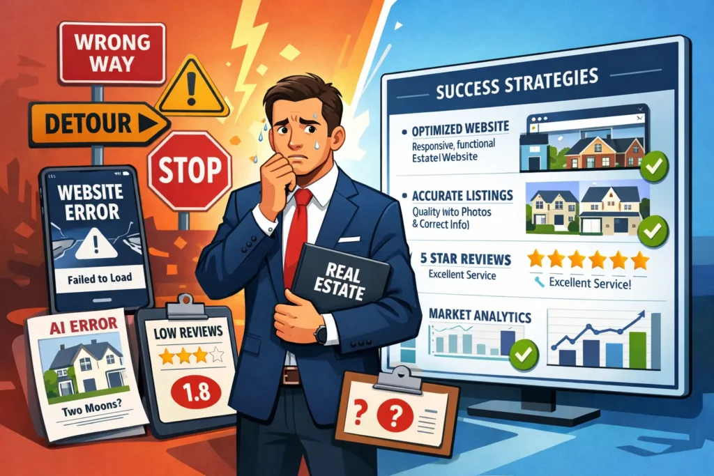 Agent surrounded by warnings: traffic, mobile, AI, reviews