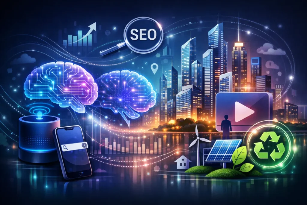Key trends shaping real estate SEO including AI, voice and video search